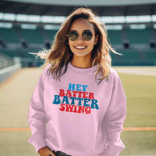 Hey Batter Batter Swing Premium Crew Neck Sweatshirt - Game Day Getup