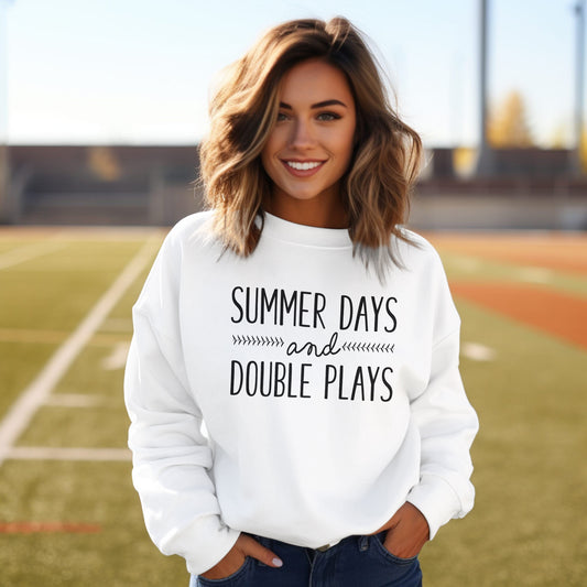 Summer Days and Double Plays Premium Crew Neck Sweatshirt