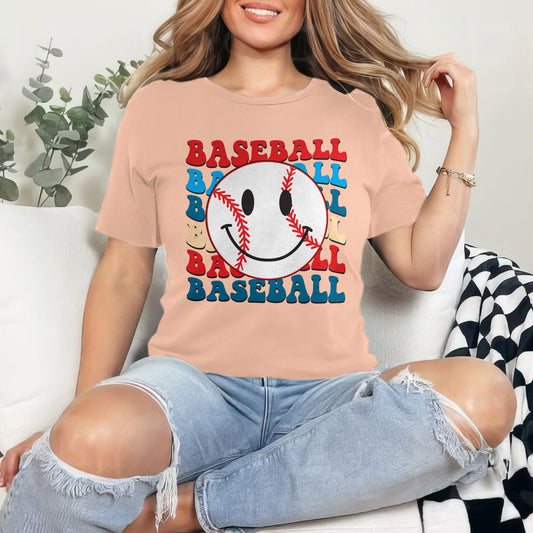 Baseball Happy Face Premium Women's Tee - Game Day Getup