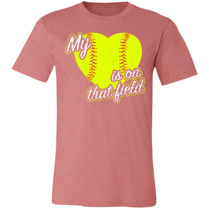 My heart is on the field Softball Premium Women's Tee - Game Day Getup