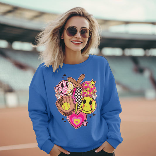 Softball Emotes Premium Crew Neck Sweatshirt - Game Day Getup
