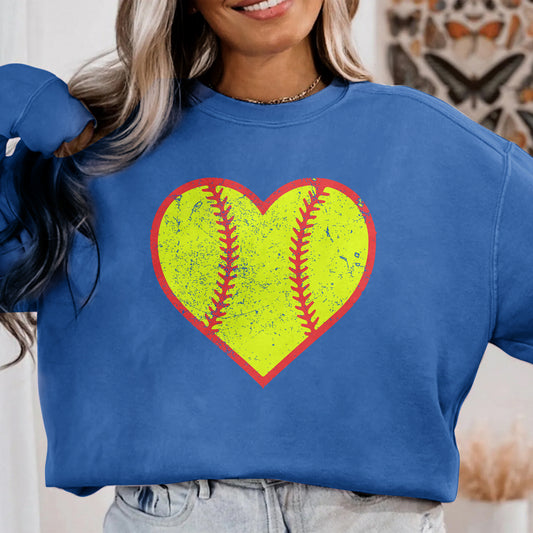 Softball Heart Design Premium Crew Neck Sweatshirt - Game Day Getup