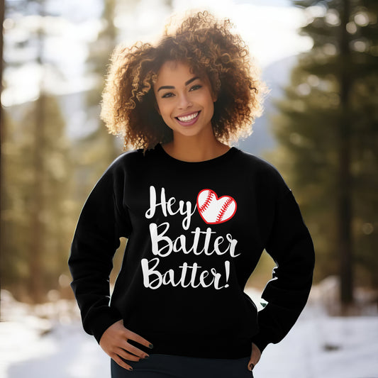 Hey Batter Batter Premium Crew Neck Sweatshirt - Game Day Getup