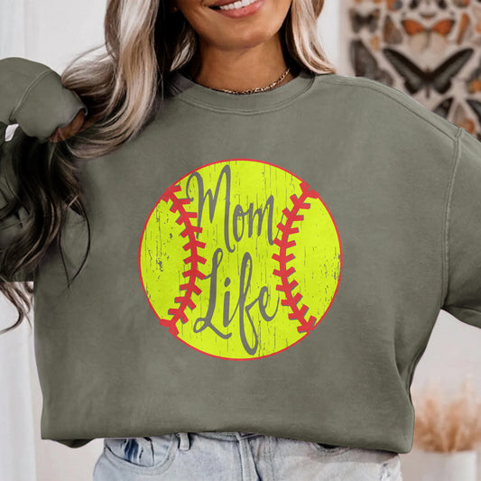 Mom Life Softball Premium Crew Neck Sweatshirt - Game Day Getup