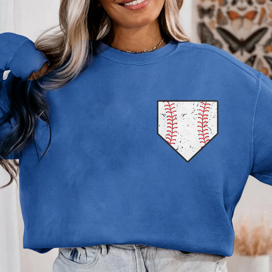 Pocket Baseball Face Premium Crew Neck Sweatshirt - Game Day Getup