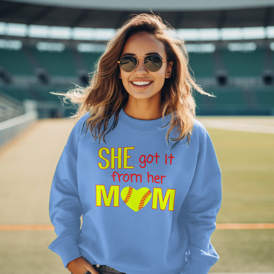 She Got it from her Mom Premium Crew Neck Sweatshirt - Game Day Getup